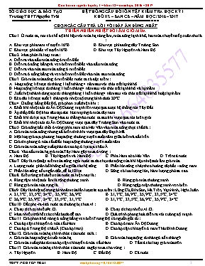 Câu hỏi trắc nghiệm ôn tập kiểm tra học kì I Địa lí lớp 12 (Có đáp án)
